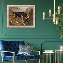 «The Bloodhound Champion Hengist» в интерьере в классическом стиле с зеленой стеной