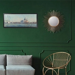 «Redentore, Venice, 2008» в интерьере классической гостиной с зеленой стеной над диваном
