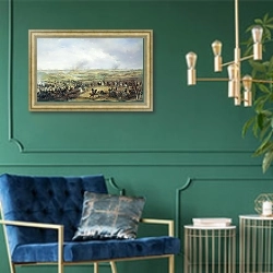 «Битва под Лейпцигом» в интерьере в классическом стиле с зеленой стеной