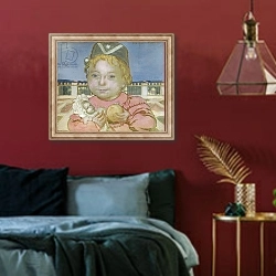 «Noelle at Fiesole, 1898» в интерьере спальни с акцентной стеной