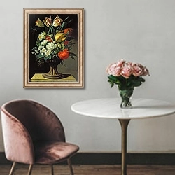 «Still Life with Flowers, 1764» в интерьере в классическом стиле над креслом