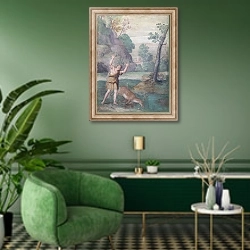 «Трансформация Кипариса» в интерьере гостиной в зеленых тонах