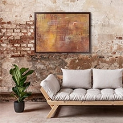 «Абстрактная картина #19» в интерьере гостиной в стиле лофт над диваном