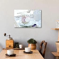 «Лавандовый десерт» в интерьере кухни над обеденным столом с кофемолкой