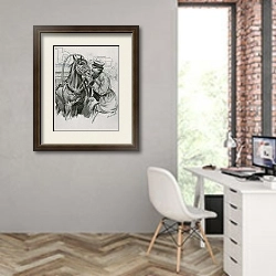 «A Droshky Driver kissing his Horse Good-morning» в интерьере современного кабинета на стене