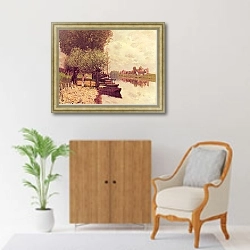 «Сена близ Буживаля» в интерьере в классическом стиле над комодом