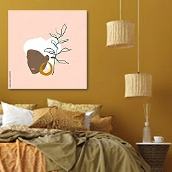 «Блондинка с золотой сережкой» в интерьере спальни  в этническом стиле в желтых тонах