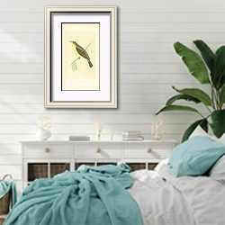 «Melodious Willow Warbler 3» в интерьере спальни в стиле прованс с голубыми деталями