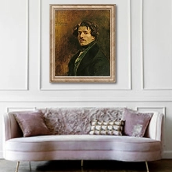 «Self Portrait, c.1837» в интерьере гостиной в классическом стиле над диваном