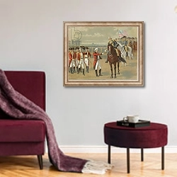 «The Surrender of Cornwallis» в интерьере гостиной в бордовых тонах