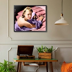 «Bergman, Ingridc» в интерьере комнаты в стиле ретро с проигрывателем виниловых пластинок