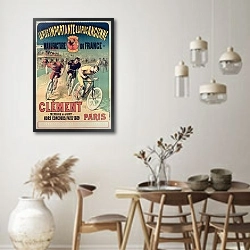 «Poster advertising the cycles 'Clement', 1891» в интерьере столовой в стиле ретро