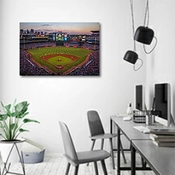 «Бейсбольный матч» в интерьере современного офиса в минималистичном стиле