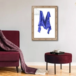 «Fierce Blue Shirt, 2003» в интерьере гостиной в бордовых тонах