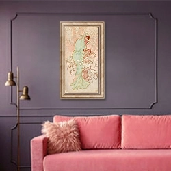 «Les Saisons 1» в интерьере гостиной с розовым диваном