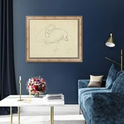 «Two Walruses with Detail of Flippers» в интерьере в классическом стиле в синих тонах