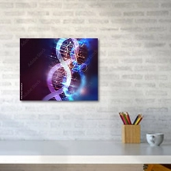 «Молекула ДНК в технологичном стиле» в интерьере офиса над рабочим столом