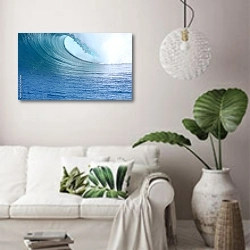 «Идеальная волна» в интерьере светлой гостиной в скандинавском стиле над диваном
