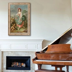 «Portrait of Mademoiselle Guimard as Terpsichore» в интерьере классической гостиной над камином