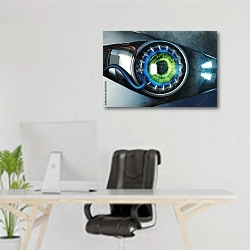 «Зелёный кибер глаз » в интерьере офиса над рабочим местом