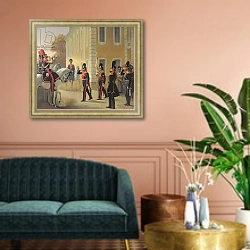 «Parading of the Standard of the Great Palace Guards, 1853» в интерьере классической гостиной над диваном