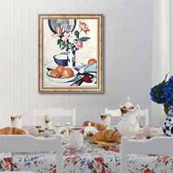 «Розы и апельсины» в интерьере кухни в стиле прованс над столом с завтраком