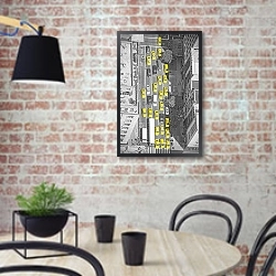 «Нью-Йоркское такси» в интерьере кухни в стиле лофт с кирпичной стеной