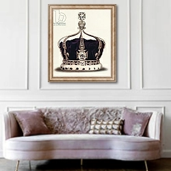 «Государственная корона королевы Марии из Королевских драгоценностей Англии, 1919 г» в интерьере гостиной в классическом стиле над диваном