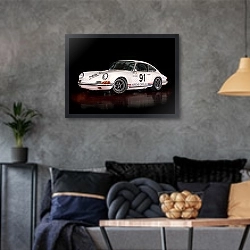 «Porsche 911S Sport Kit II (901) '1967» в интерьере гостиной в стиле лофт в серых тонах