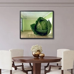 «Cabbage 1995» в интерьере прихожей в зеленых тонах над комодом