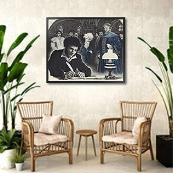 «Pushkin» в интерьере комнаты в стиле ретро с плетеными креслами