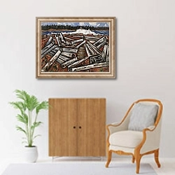 «Log Jam, Penobscot Bay, 1940-41» в интерьере в классическом стиле над комодом