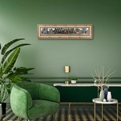 «Сцены из жизни ссвятого Винсента Феррера» в интерьере гостиной в зеленых тонах