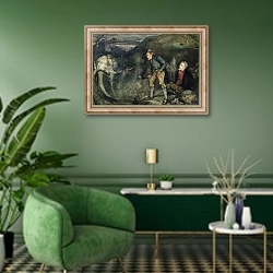«The Wake» в интерьере гостиной в зеленых тонах