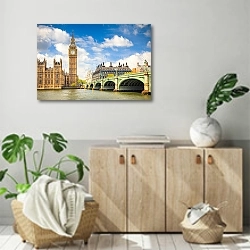 «Лондон, Биг Бен и Парламент» в интерьере современной комнаты над комодом
