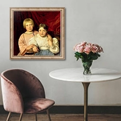 «Children, 1834» в интерьере в классическом стиле над креслом