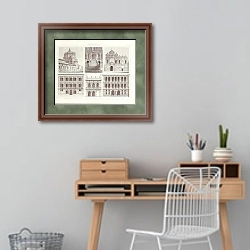«Дворцы: Милан, Венеция. Италия» в интерьере кабинета с деревянным столом