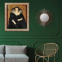 «Marie de Medici, 1622» в интерьере классической гостиной с зеленой стеной над диваном