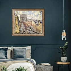 «Avenue Friedland, Paris, 1925» в интерьере классической спальни с темными стенами
