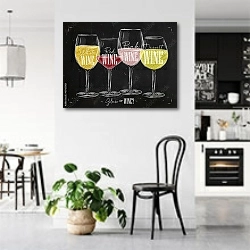 «Виды вин» в интерьере современной светлой кухни