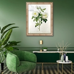 «Aime Vibere engraved by Eustache Hyacinthe Langlois» в интерьере гостиной в зеленых тонах
