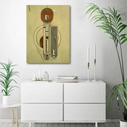 «Painting VIII» в интерьере светлой минималистичной гостиной над комодом