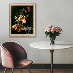 «Still Life with Poppies and Roses» в интерьере в классическом стиле над креслом