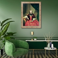 «Maria Amalia of Saxony Queen of Spain» в интерьере гостиной в зеленых тонах