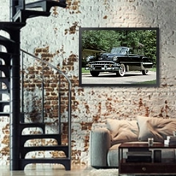«Chevrolet Bel Air Convertible '1954» в интерьере двухярусной гостиной в стиле лофт с кирпичной стеной