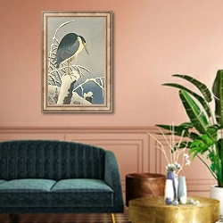 «Heron in snow» в интерьере классической гостиной над диваном