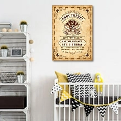 «Пиратское объявление» в интерьере детской комнаты для мальчика с желтыми деталями