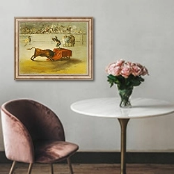 «Martincho's Other Folly in the Bull Ring at Saragossa, after a painting by Francisco Goya» в интерьере в классическом стиле над креслом