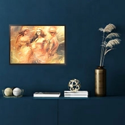 «Три девушки» в интерьере в классическом стиле в синих тонах