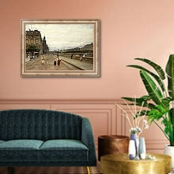 «Early Morning Along the Seine,» в интерьере классической гостиной над диваном